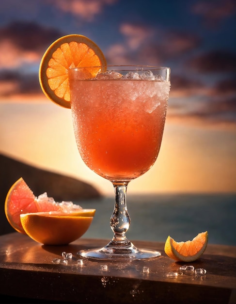 Alkoholischer Cocktail mit Grapefruit und Eis Selektiver Fokus ai generativ