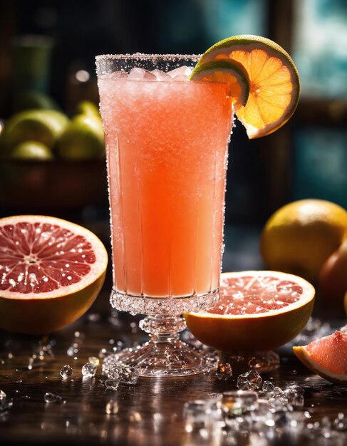 Alkoholischer Cocktail mit Grapefruit und Eis Selektiver Fokus ai generativ