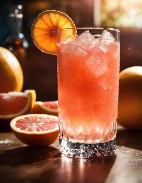 Alkoholischer Cocktail mit Grapefruit und Eis Selektiver Fokus ai generativ