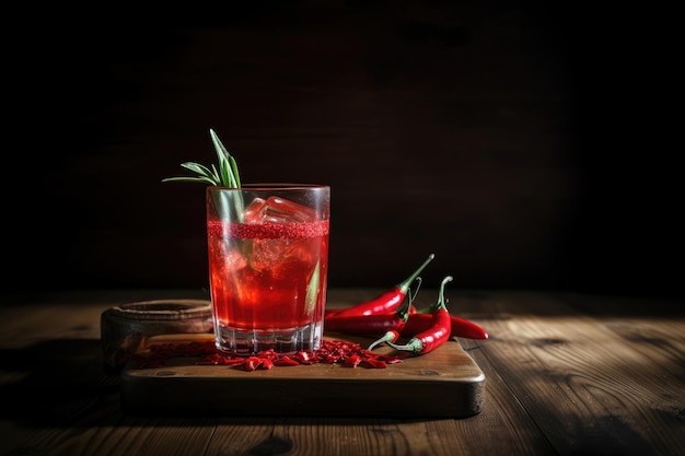 Alkoholisches Getränk mit tropischen Früchten von Paprika Illustration AI GenerativexA