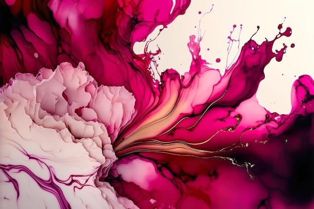 Alkoholtinte Zusammenfassung Magenta Hintergrundbild Mischen von Acrylfarben Moderne Kunst Malen Sie Marmorbeschaffenheit