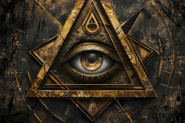 All Seeing Eye beleuchtet das Freimaurer-Symbol im japanischen Anime-Stil