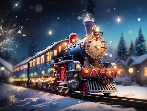 Alle an Bord des Weihnachtsexpress. Ein festliches Winterbanner