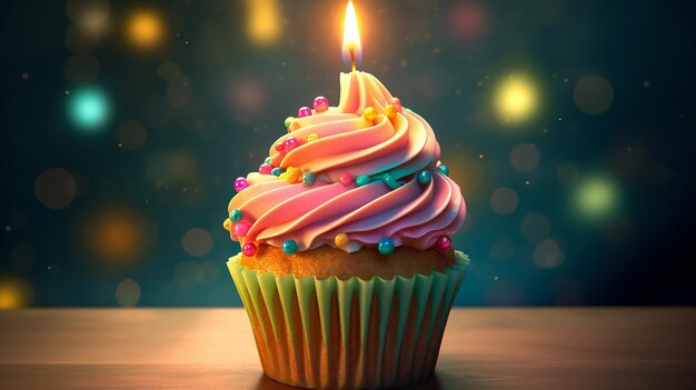 Alles Gute zum Geburtstag Cupcake Generative KI