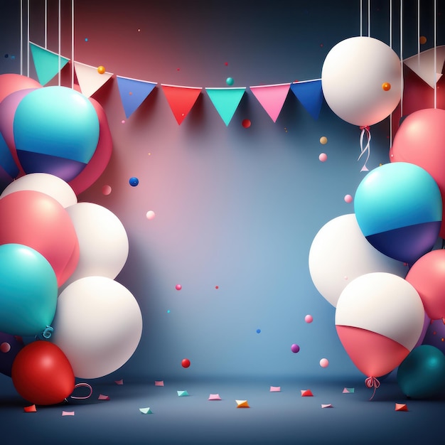 Alles Gute zum Geburtstag Hintergrund mit Luftballons Illustration AI GenerativexD