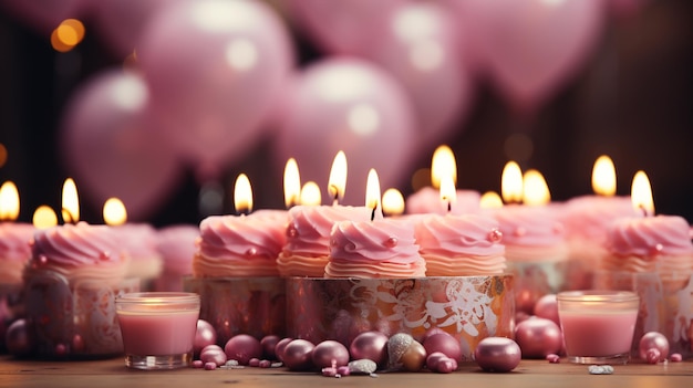 Alles Gute zum Geburtstag Kerzen auf pastellrosa Thema