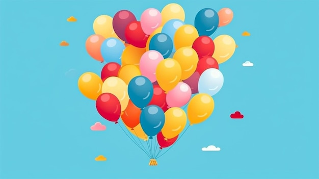 Alles Gute zum Geburtstag Luftballons Illustration für Grußkartenbanner Bunte Illustration Generative Ai