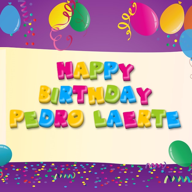 Foto alles gute zum geburtstag pedro laerte gold konfetti schöne ballonkarte foto text effekt