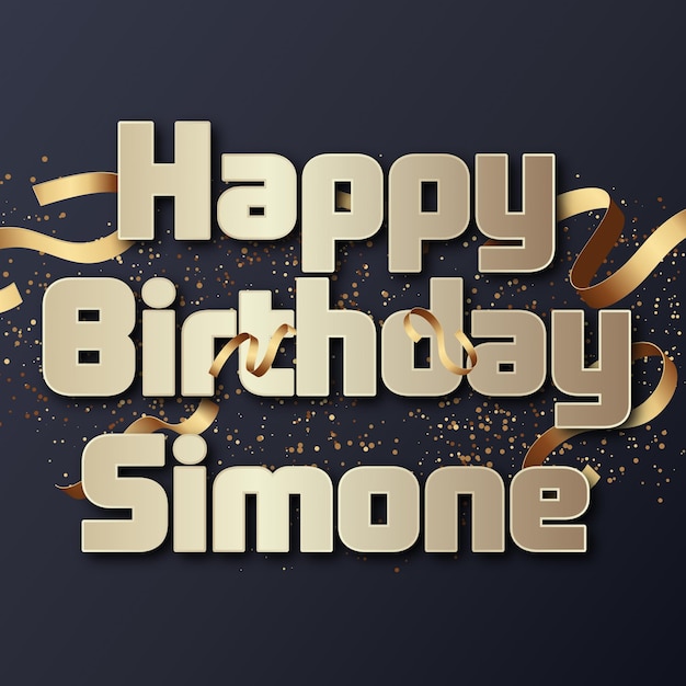 Alles Gute zum Geburtstag Simone Gold Konfetti Schöne Ballonkarte Foto Text Effekt