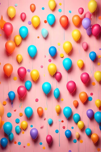 Alles Gute zum Geburtstagskuchen, Luftballons, Kerzen und Konfetti