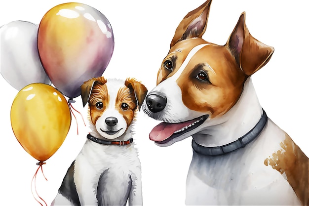 Alles Gute zum Muttertag. Niedliche Mutter und kleiner Hundewelpe zusammen. Aquarell-Vektorillustration. Generierte KI