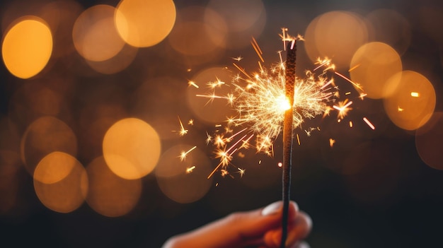 Alles Gute zum Neuen Jahr Brennende Funkeln mit Bokeh-Licht-Hintergrund Erzeugen Sie Ai