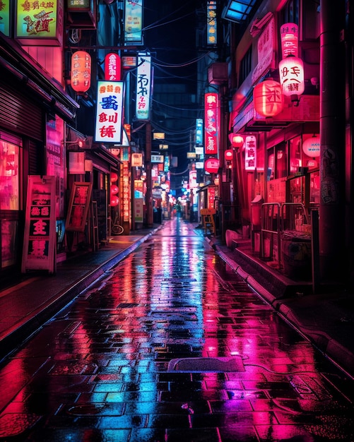 Alley do Japão à noite