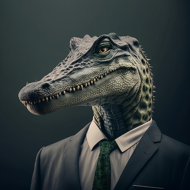 Alligator, der einen professionellen Business-Anzug trägt