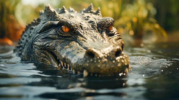 Alligator-Krokodil-Amphibien-Raubtier vor dem See