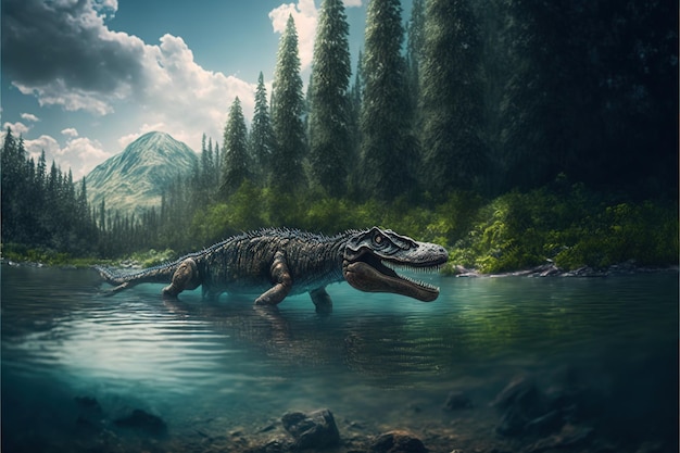 Allosaurus dinosaurio antiguo dinosaurio carnívoro animal extinto IA generativa