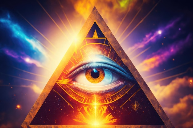Allsehendes Auge Gottes im Dreieck, altes KI-Generativ