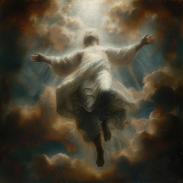 Foto el alma y el cielo el concepto religioso de las almas la salida del cuerpo en este mundo y su viaje al cielo cubriendo el tema de la muerte y la inmortalidad del alma