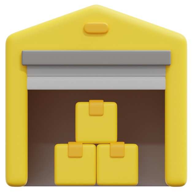 almacén 3d render icono ilustración