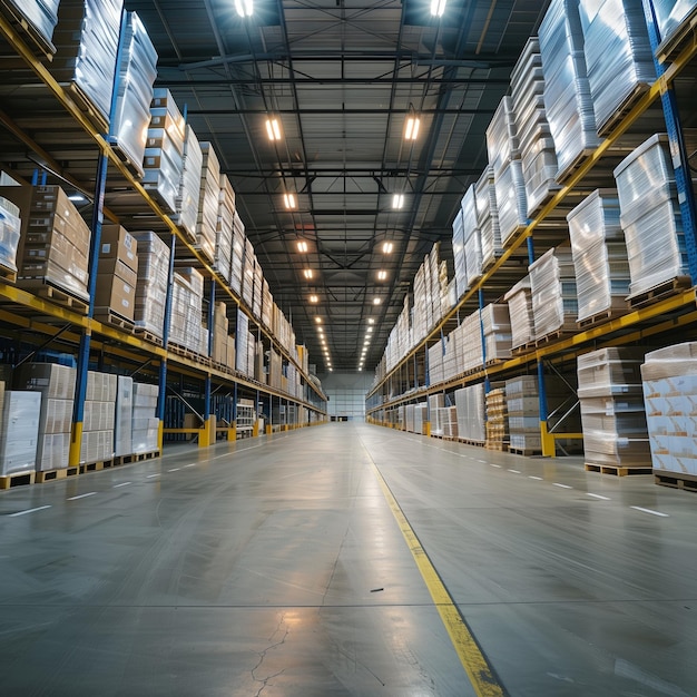 Foto un almacén lleno de cajas