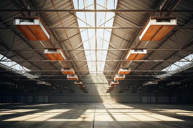 Foto un almacén vacío con muchas ventanas