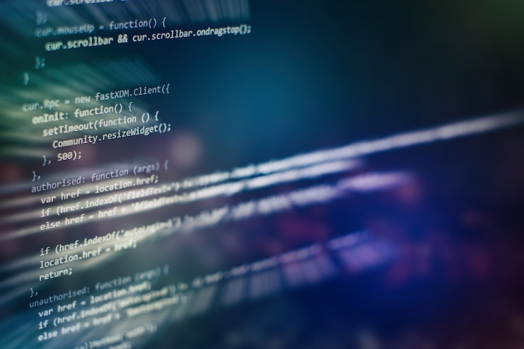Foto almacenamiento de big data y representación de computación en la nube. código de programación.