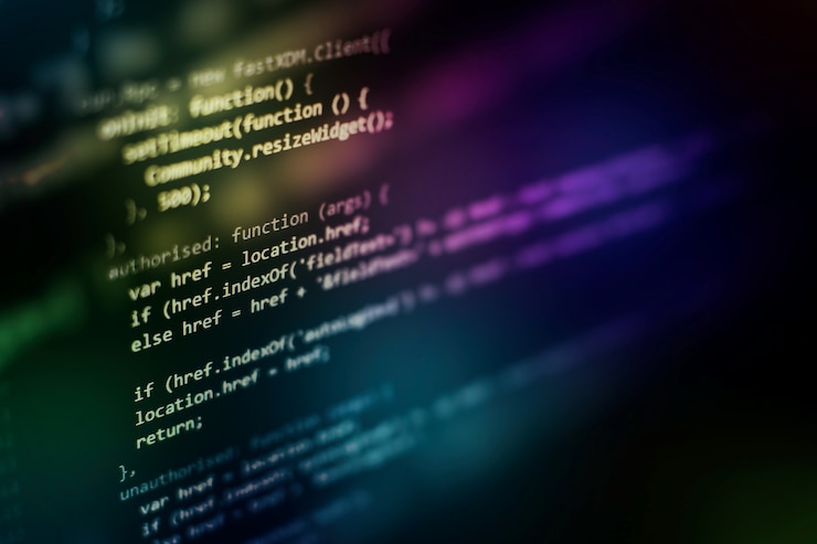 Foto almacenamiento de big data y representación de computación en la nube. código de programación.