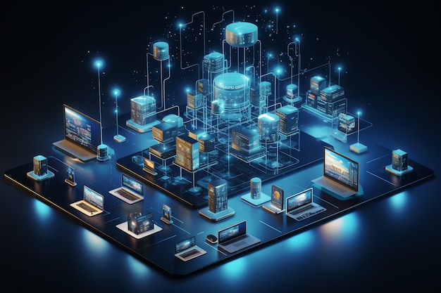 Almacenamiento en la nube en línea, computación de contacto, teléfonos tabletas, dispositivos domésticos con conexión en línea, computadora a la nube con conexión a servidor, dispositivos conectados al almacenamiento en el centro de datos.