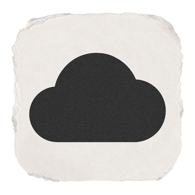 Almacenamiento en la nube pegatina de icono png diseño de papel rasgado en fondo transparente