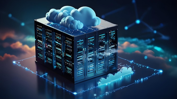 Foto almacenamiento en nube de transferencia de datos isométrica para descarga que representa un servicio o aplicación digital