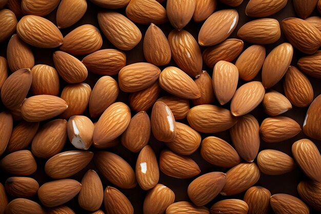 Almendras de elegancia de nueces frescas en una bandera idílica IA generativa