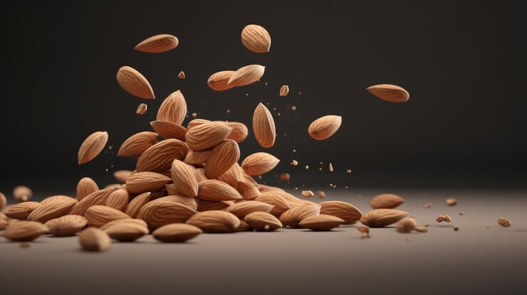 Las almendras están esparcidas ai generativo