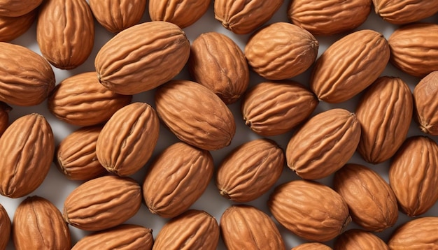 almendras naturales tostadas aisladas sobre un fondo blanco