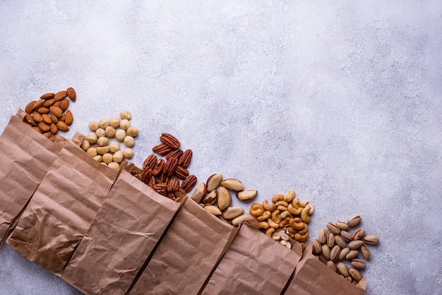 Foto almendras, nueces, macadamia, pistacho y anacardos