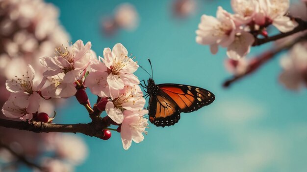 Foto la almirante roja vanessa atalanta mirando las flores de la hortensia