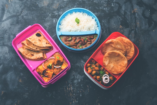 Almoço ou caixa de tiffin ao estilo do norte da Índia