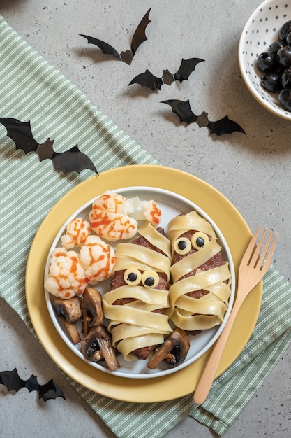 Foto almoço saudável de halloween para crianças