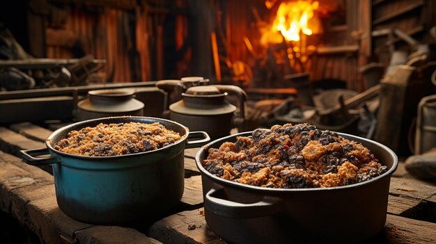 Foto almoço tranquilo ambientado uma manhã deliciosa se espalha intocada pela presença humana