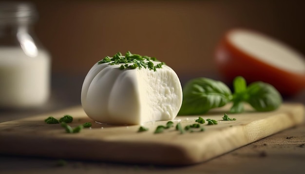 Almoço Vegetariano Saudável Mussarela e Espetos de Legumes com Molho de Azeite gerado ai