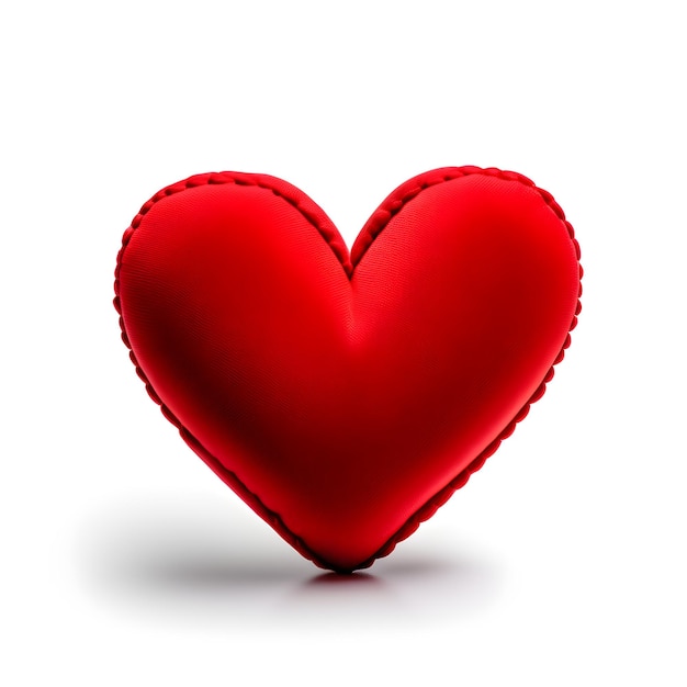 Almofada de coração vermelho isolada em fundo branco