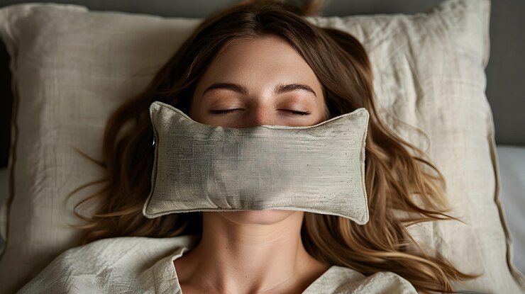 Almofada de olhos de algodão orgânico de luxo com cheiro suave de lavanda para relaxamento e bem-estar