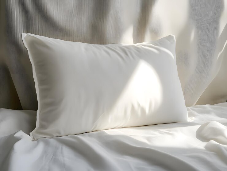 Una almohada blanca sobre una sábana blanca en un dormitorio acogedor IA generativa