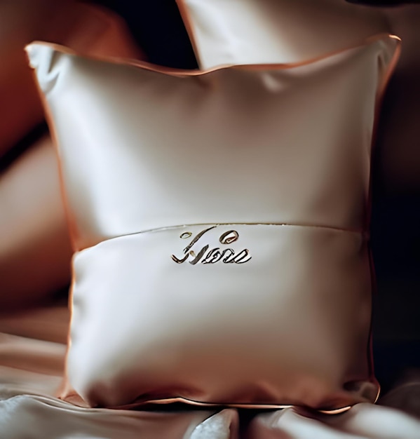 Foto una almohada con una cubierta de seda y una cremallera