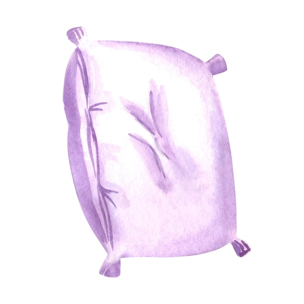 Almohada de paja violeta acuarela ilustraciones aisladas para niños diseño dibujado a mano suave