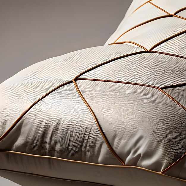 Una almohada con un patrón dorado en ella y en la parte inferior.