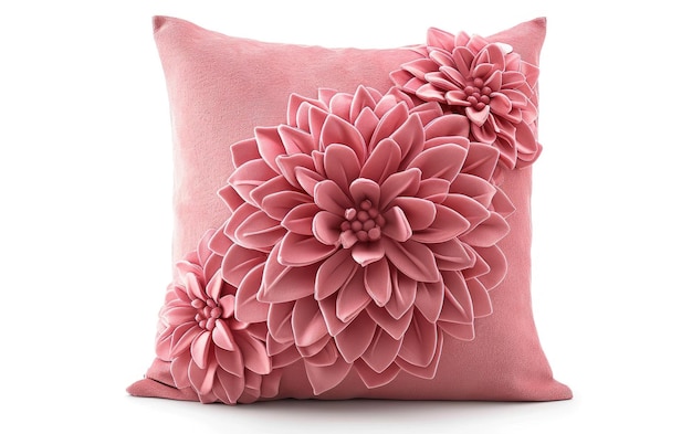 Foto una almohada rosa con un diseño de flores en ella