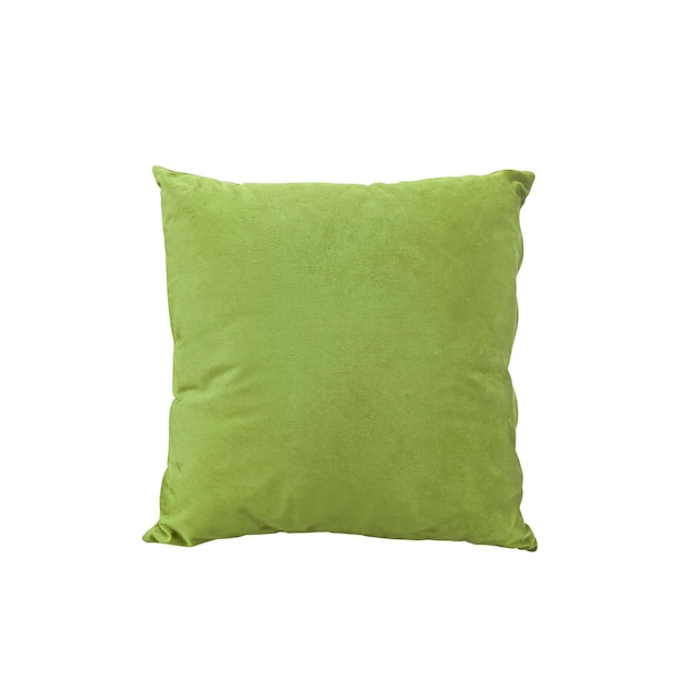 almohada verde sobre un fondo blanco