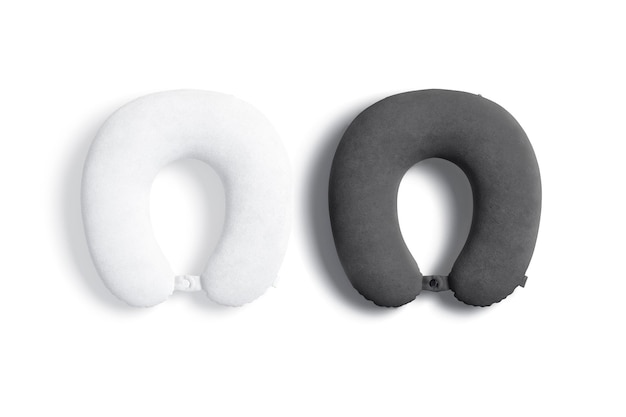 Almohada de viaje negra y blanca en forma de almohadilla de viaje suave vacía para la cabeza Pluma o inflable