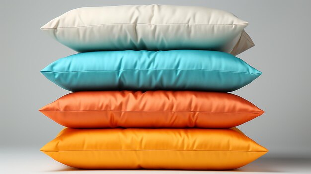 Foto almohadas de colores sobre fondo blanco