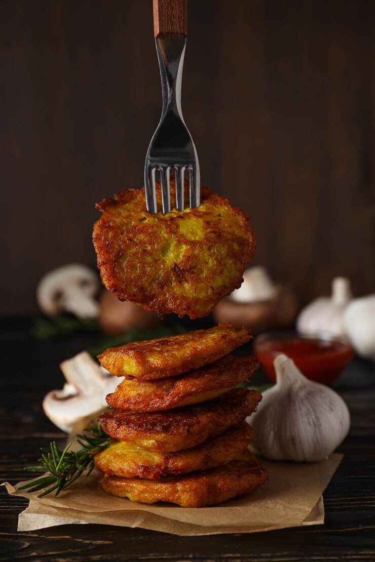 Almuerzo concepto de comida sabrosa deliciosas croquetas de patata